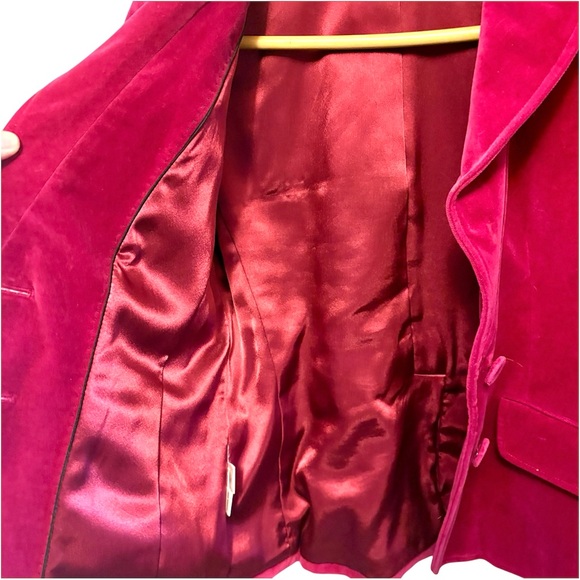 Ann Taylor Petites Fuschia Pink Lined Velvet Jacket 2004, Womens size 4P petite - Picture 8 of 16